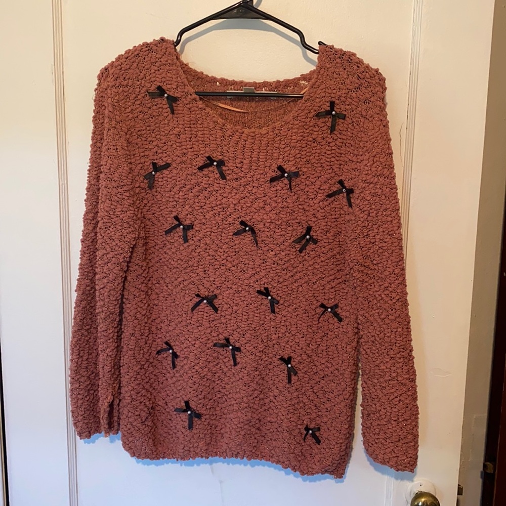 LC Lauren Conrad sweater with bows, beads, and sparkles - Picture 1 of 6